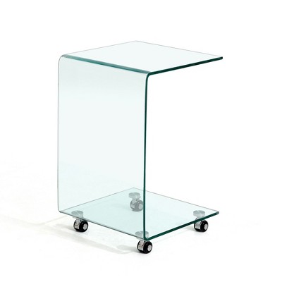 Lirago C-Shaped Clear Tempered Glass Side Table-Multi-Purpose End Table Minimalist Design 15.7"W * 15.7"L * 24.4"H