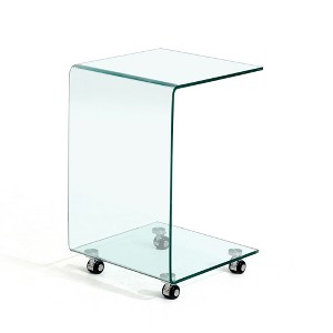 Lirago C-Shaped Clear Tempered Glass Side Table-Multi-Purpose End Table Minimalist Design 15.7"W * 15.7"L * 24.4"H - 1 of 4