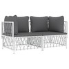 vidaXL 2 Piece Patio Lounge Set with Cushions White Steel - 2x Corner - 3 of 4