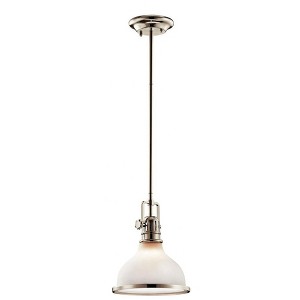 Hatteras Bay 10.25" 1 Light mini pendant with Satin Etched White With Clear Fresnel Lens Olde Bronze® - 1 of 3