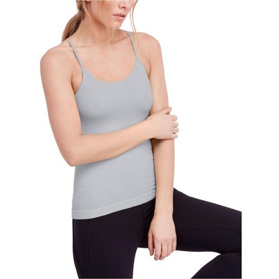 Free People Womens Ribbed Racerback Tank Top, Grey, XS/S