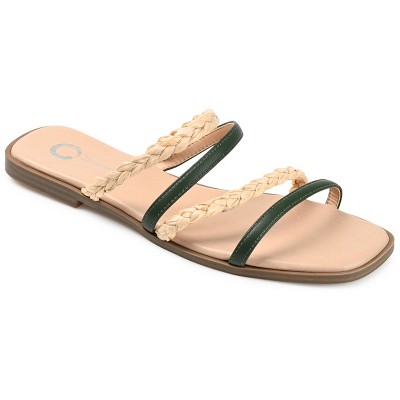 Journee Collection Womens Brinna Tru Comfort Foam Low Stacked Heel Slide Sandals Olive 8.5