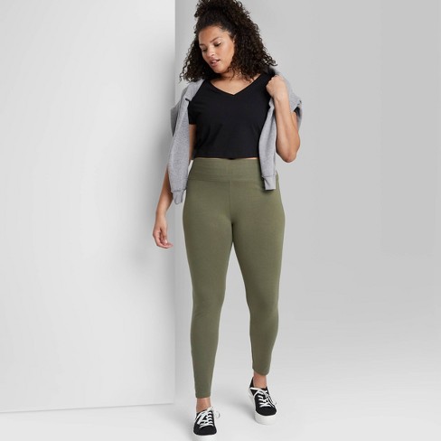 Women's High-Waisted Classic Leggings - Wild Fable™ Deep Olive 1X