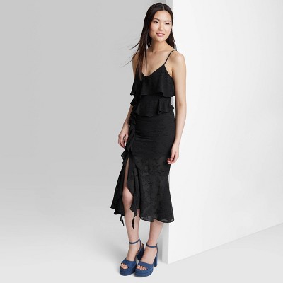 Women's Ruffle Midi Dress - Wild Fable™ Black Xxs : Target