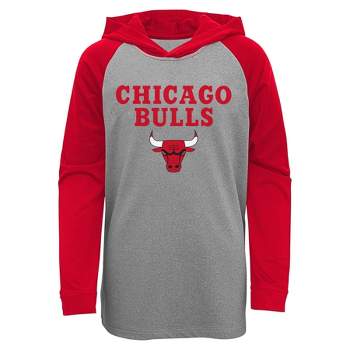 NBA Chicago Bulls Youth Gray Long Sleeve Light Weight Hooded Sweatshirt