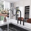 CASAINC Double Handle Bridge Kitchen Faucet with Three Function Pull-Down Sprayhead in Brushed Gold - 3 of 4