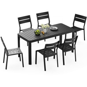 Crestlive Products 4-6 Person Aluminum Outdoor Dining Set Rectangular Expandable Dining Table with chairs Waterproof Rust-Proof All Weather - 1 of 4