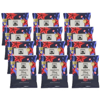 Endangered Species Chocolate Raspberry Filling 60% Cocoa Dark Chocolate - 12 bags, 1.6 oz each