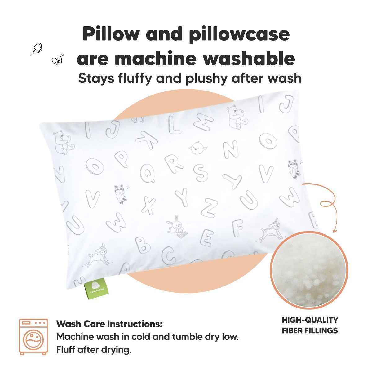 KeaBabies Toddler Pillow with Pillowcase, 13X18 Soft Organic Cotton Toddler Pillows for Sleeping, Kids Travel Pillow Age 2-5 - thumbnail 4