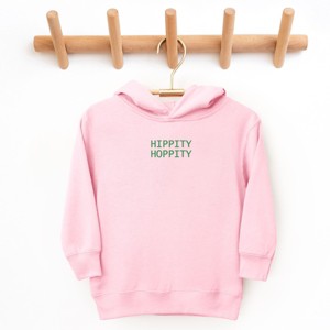 The Juniper Shop Embroidered Hippity Hoppity Stacked Toddler Hoodie - 4T - Pink - 1 of 4