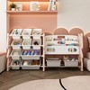ORRD Pink Kids Toy Storage Organizer with 12 Bins & Bookshelf, 2-Tier Toy Shelf and Bookcase for Girls Playroom, Bedroom, Nursery, Classroom - 3 of 4