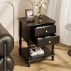 Famapy Vintage European Style Nightstand with 2 Drawers & Floral Carvings – Elegant Bedroom Storage End Table with Bottom Shelf - 2 of 4