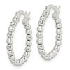 Black Bow Jewelry Sterling Silver, 3mm Beaded Round Hoop Earrings - 22mm (7/8 Inch) - 2 of 4