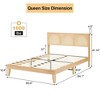 Bed Frame with Rattan Headboard, Boho Cane Platform Bed Frame with LED Lights - 2 of 4