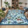 Washable Tiger Rug Tropical Jungle Plant Rug Non Slip Low Pile Rug Soft Contemporary Throw Floor Cover Foldable Indoor Carpet for Living Room Bedroom - 2 of 4