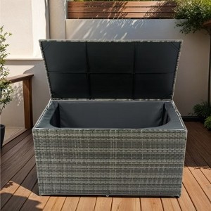 200 Gallon Outdoor Storage Deck Box, Wicker Patio Storage Box with Lid, Flip Top Storage Bench, Storage Bin for Cushion Garden Tool Pool Supplies - 1 of 4