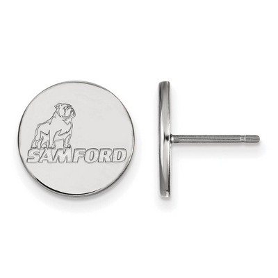 Black Bow Jewelry 14k White Gold Samford Bulldogs NCAA Post Earrings