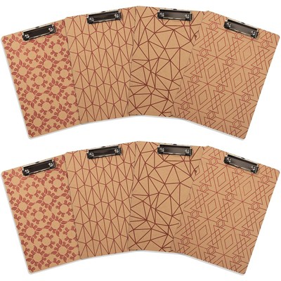 Juvale 8-Pack Pattern Wooden Cute A4 Letter Size Clipboards with Low Profile Clip