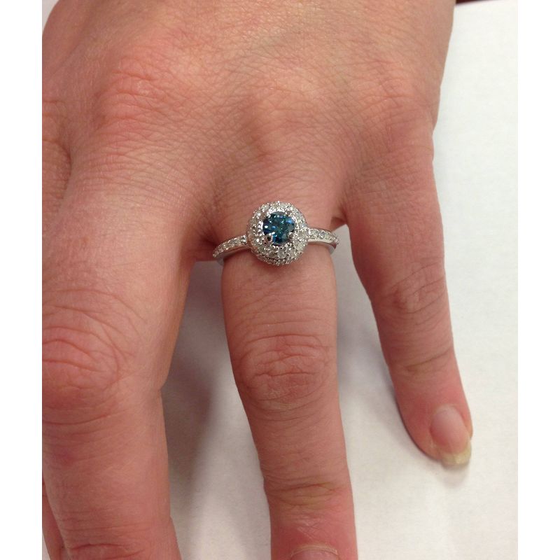 Pompeii3 1 Carat Treated Blue Diamond Engagement Ring Vintage Antique 14K White Gold, 2 of 4