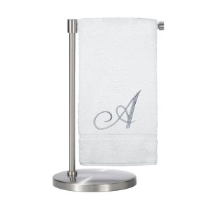 BC BARE COTTON Monogrammed Bath Towel, Personalized Gift, 27 x 54 inches - Set of 1 - White - Silver Script - 1 of 1