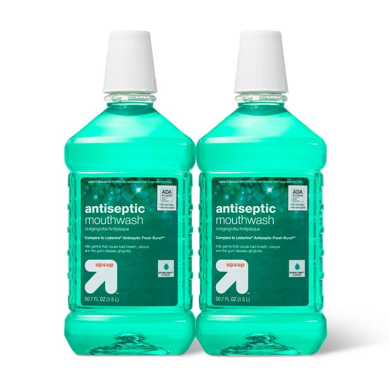 Antiseptic Green Mint Mouth Wash - 50.7 fl oz/2pk - up & up™, 1 of 5