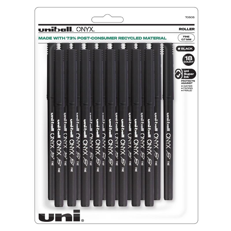 uniball 18ct Onyx Rollerball Pens Black Fine Point 0.7mm Black Ink, 3 of 9