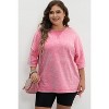 I AM A FASHION JUNKY Strawberry Pink Mineral Wash Drop Sleeve Patchwork Plus Size Tee - 4 of 4