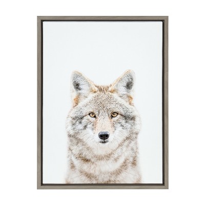 Gray Wolf Portrait Framed Canvas Wall Art, 18x24