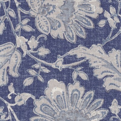 Light Blue Floral Upholstered Swoop Arm Accent Chair