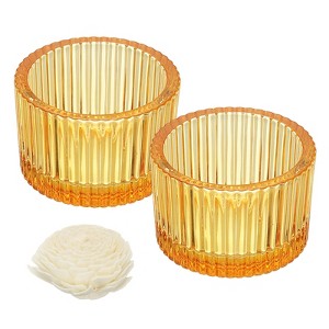 Unique Bargains Centerpiece Decor Round Ribbed Votive Glass Tea Light Holders - 1 of 4