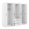 Wooden 6-Door Armoire Closet with 3 Drawers, Wardrobe with Shelves for Hanging Clothes and Storage – Maison Boucle - 4 of 4