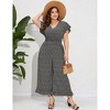 Clearlove Plus Size Loose Jumpsuits for Women Casual Wide Leg Pants Floral Jumpsuits Short Sleeve One Piece Outfit - 2 of 4