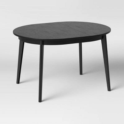 Astrid Mid-Century Round Extendable Dining Table Black - Threshold™: Removable Leaf, Seats 4