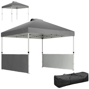 Outsunny 10' x 10' Pop Up Canopy Tent with 2 Half Sidewalls, UV50+ Height Adjustable Instant Sun Shelter with Wheeled Carry Bag - 1 of 4