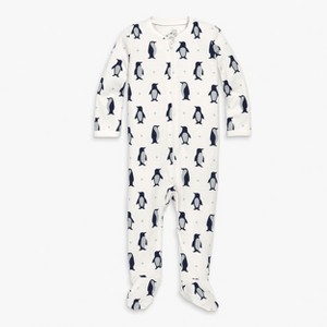 Primary Baby Organic Zip Footie In Holiday Animal Friends - 1 of 1