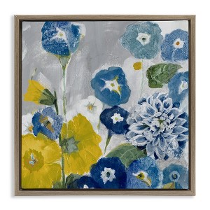 Stupell Industries Blue & Yellow Abstract Poppies Floating Frame Canvas Art - 1 of 4