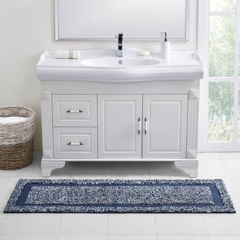 Home Decorators Collection Eloquence Navy 20 in. x 34 in. Nylon Machine Washable  Bath Mat 398780 - The Home Depot
