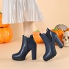 BLISSFUL STEP Women's Halloween Chunky High Heel Platform Zipper Chelsea Boots - 2 of 4