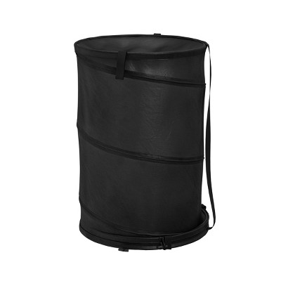 Hastings Home Pop Up Collapsible Laundry Hamper With Carrying Straps and Zipper - Black