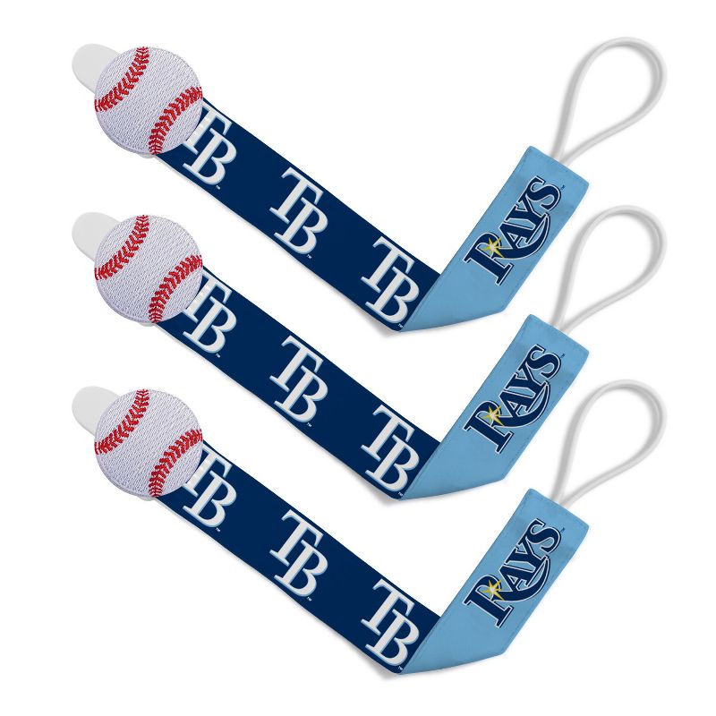 BabyFanatic Officially Licensed Unisex Baby Pacifier Clip 3-Pack MLB Tampa Bay Rays, 2 of 4