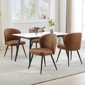 Coucheta 4-Pack Modern Dining Chairs - Upholstered with Metal Legs & Faux Leather, High Curved Backrest for Living/Dining Room - 1 of 4