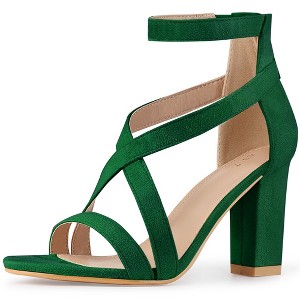 Allegra K Women's Crisscross Ankle Strap Chunky Heel Sandals - 1 of 4