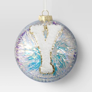 Christmas Monogram Plastic Tinsel Ball Y Ornament - Wondershop™ - 1 of 3