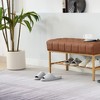 Vynxaria End of Bed Bench with Shelf, Retro leather Upholstered Storage Shoe Bench, Bedroom Bench for Living Room, Entryway, Dining Room, Brown - 2 of 4