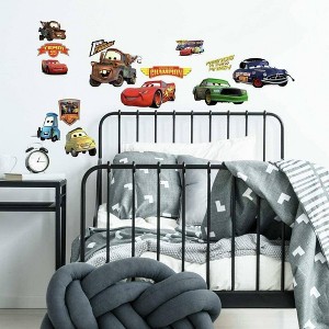 Cars Piston Cup Champs Peel and Stick Kids' Wall Decal: RoomMates Vinyl Self-Adhesive Blue Wall Stickers, 19 Pieces - 1 of 3