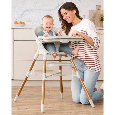 Convertible Oat Wooden High Chair with Detachable Tray