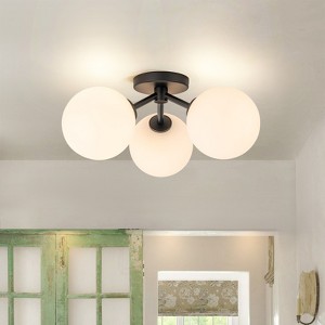 LLHZSY Modern 3-Light 18 3/25" W Semi Flush Mount Ceiling Lights With Opal Glass Shade-Gold/Black/Gold&Clear Glass - 1 of 4