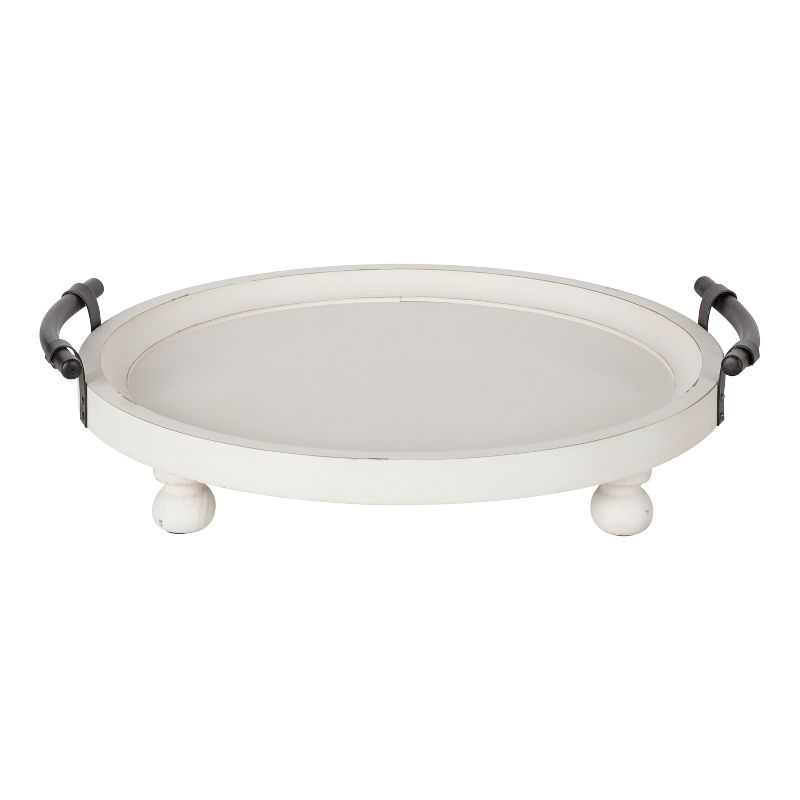 Kate and Laurel Bruillet Round Wooden Footed Tray, 2 of 9
