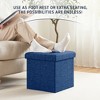 Ornavo Home Foldable Tufted Linen 15" Inch Square Cube Storage Ottoman, Perfect for Dorm, Bedroom and Living Room - 4 of 4