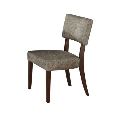 Gray Microfiber Upholstered Side Chair with Wood Legs